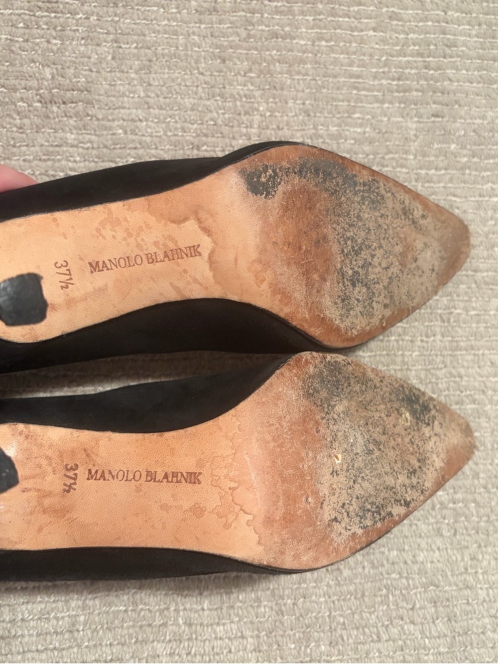 Manolo Blahnik Black Suede Pointed-Toe Pumps - Picture 6 of 11